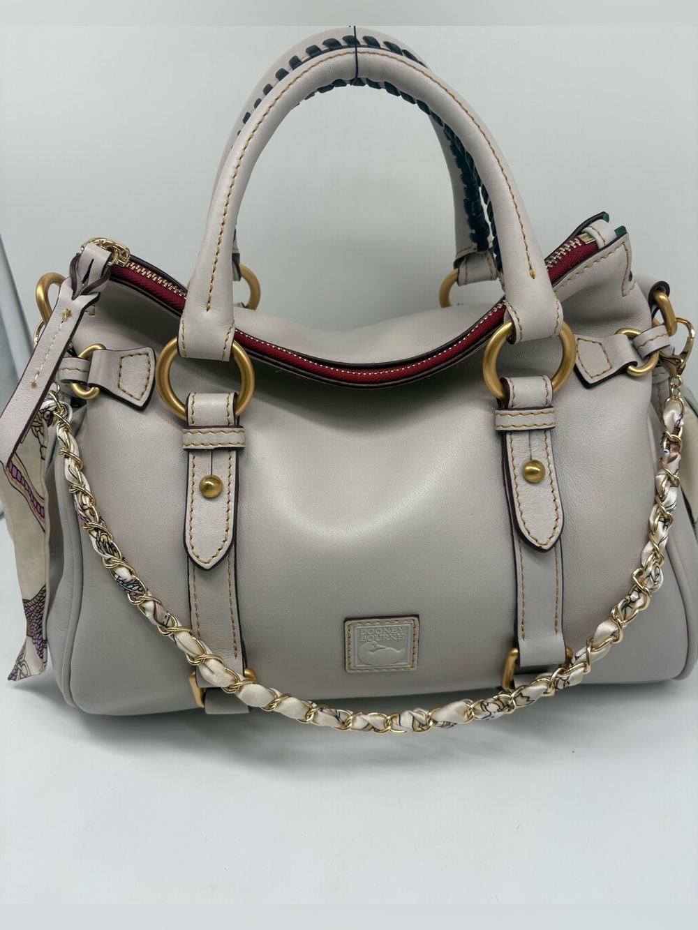 Dooney & Bourke Florentine Ecru Leather Satchel New